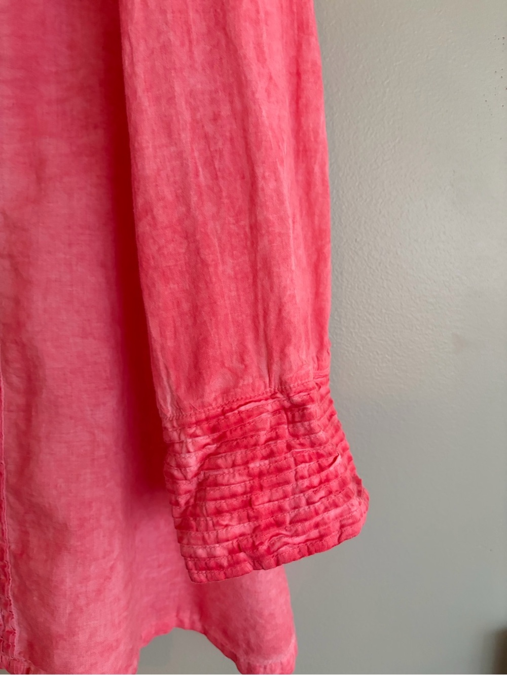 Parsley Sage Cotton Embroidered Tunic Blouse XL Coral Pink Lagenlook Mori Boho - Picture 5 of 16